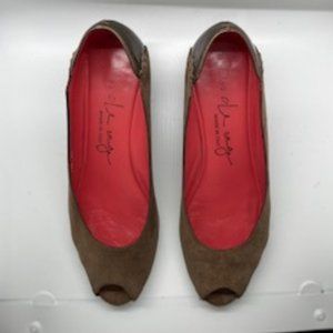 Pas de Rouge Brown Suede Mid Heels - size 41, 10.5